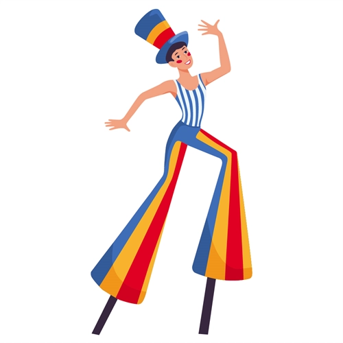 Carnival Circus Theme Stilt Walker Transparent Sticker
